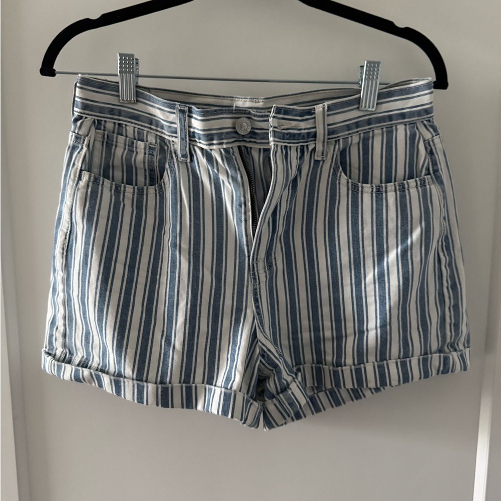 American Eagle Striped Blue and White Women's Shorts